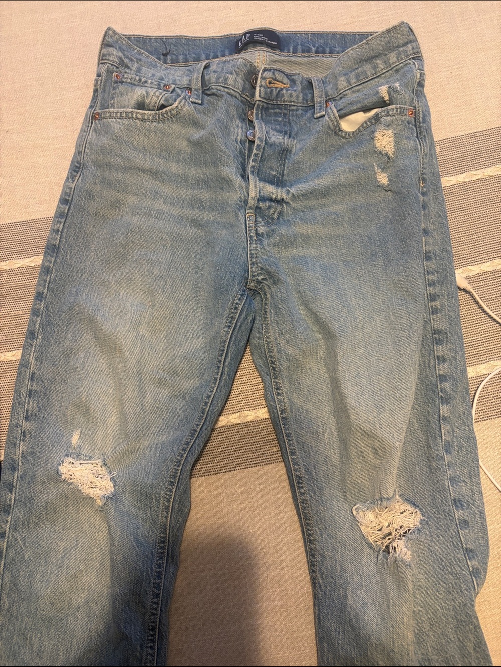 GAP high rise cheeky, straight Light Blue Distressed Jeans